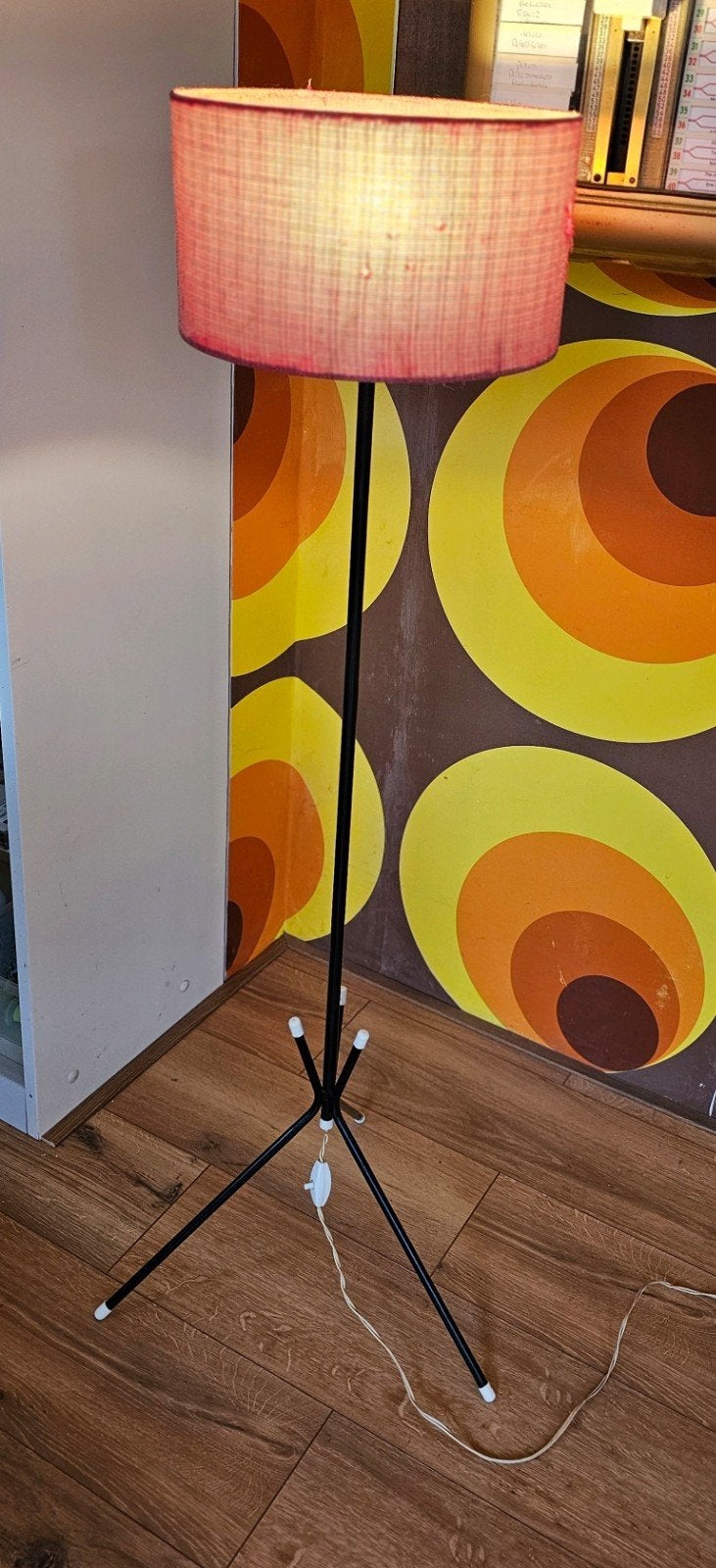 Originele jaren 50 tripod vloerlamp, Ophalen, Gebruikt, 100 tot 150 cm, Stof