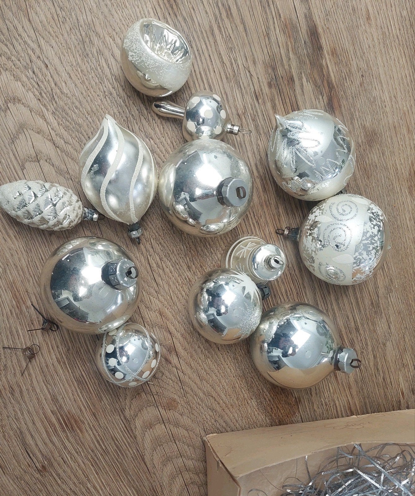 Oude glazen kerstballen vintage kerstballen versiering, Ophalen of Verzenden