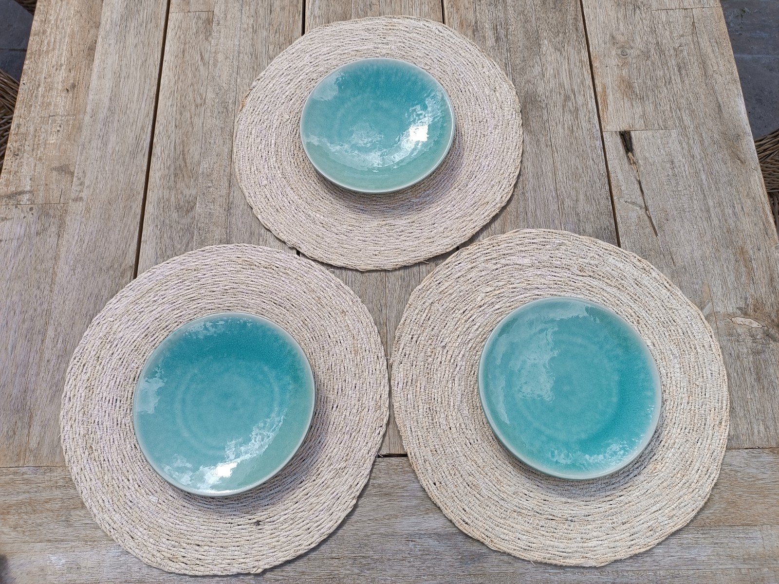 3x Jars Céramistes Tourron Jade ontbijtbord 20 cm, Gebruikt, Ophalen of Verzenden, Bord(en), Overige stijlen