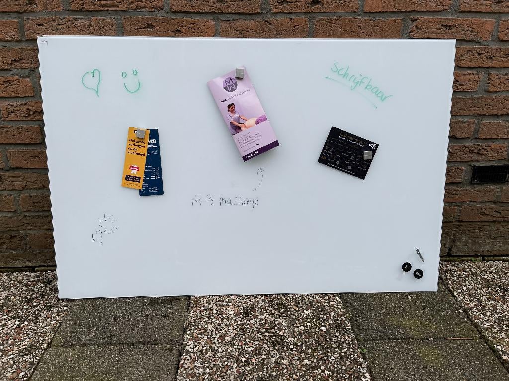 Sigel magnetisch glazen whiteboard / glasbord wit 100x65 cm, Ophalen, Zo goed als nieuw, Magneetbord
