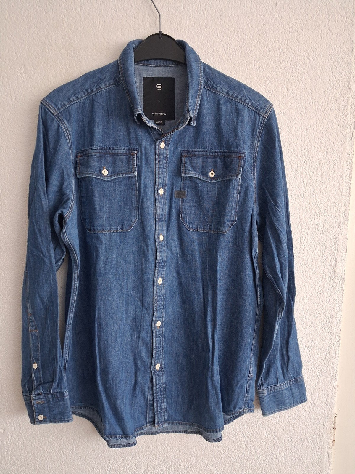 G-Star RAW spijkerblouse - Maat L, Blauw, Ophalen of Verzenden, Zo goed als nieuw, Halswijdte 41/42 (L)