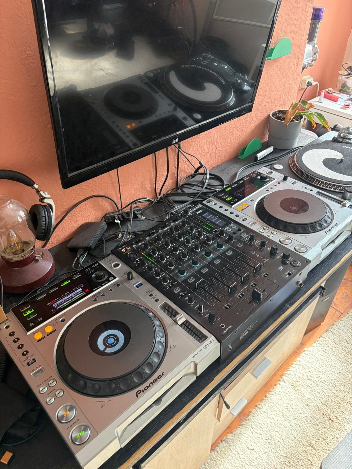 Pioneer 2x CDJ-850 + Reloop RMX-60 DJ set – compleet, Ophalen, Zo goed als nieuw, Pioneer