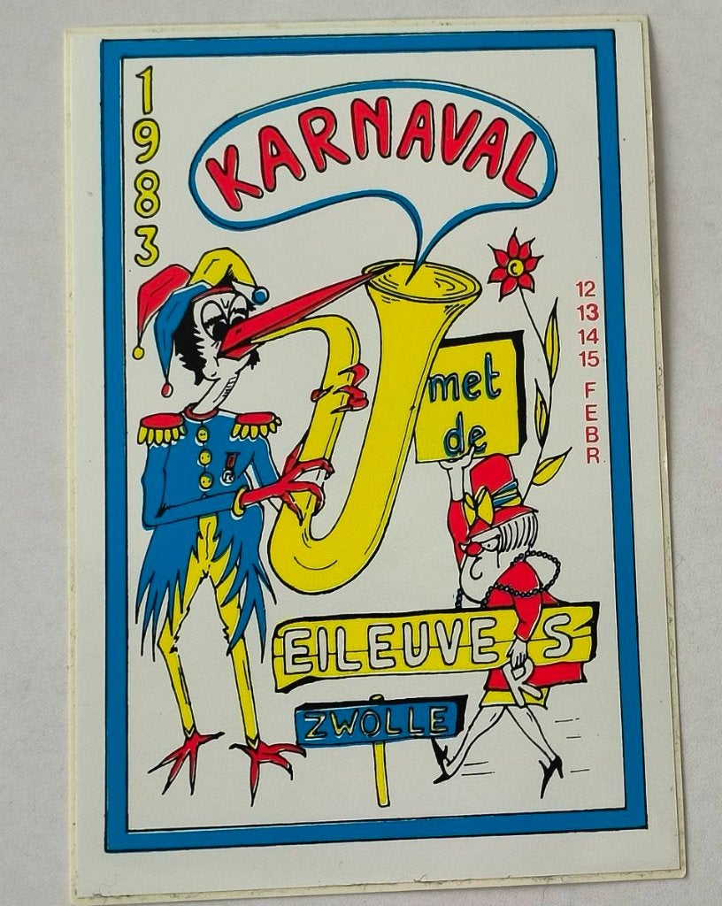 Sticker Carnaval in Zwolle 1983 ( en de Eileuvers)Sassendonk, Ophalen of Verzenden, Zo goed als nieuw, Bedrijf of Vereniging