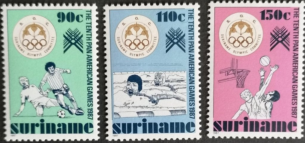 Suriname 1987 - Pan American games - ZB 540-542, Ophalen of Verzenden, Postfris