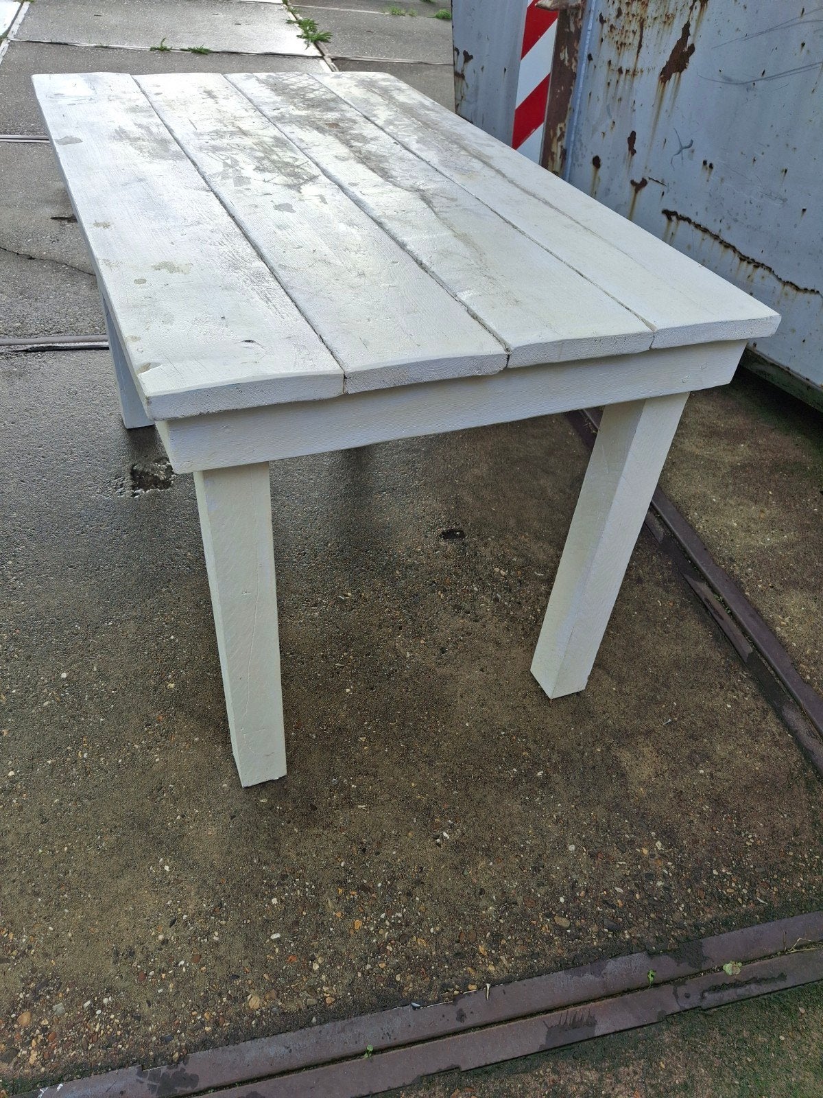 Witte houten tafel - Gebruikt, Ophalen, Gebruikt, 100 tot 150 cm, 50 tot 100 cm