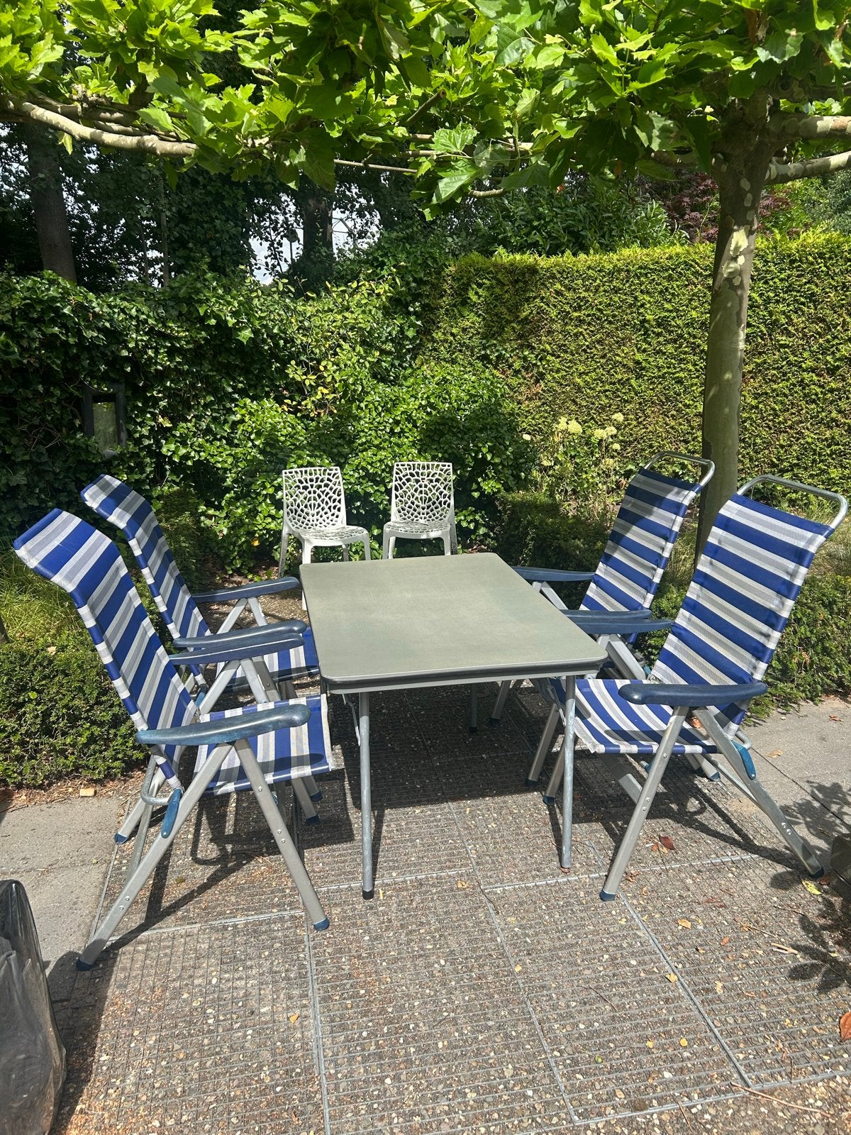 Isabella campingtafel met 4 Crespo campingstoelen, Caravans en Kamperen, Ophalen, Gebruikt, Campingtafel
