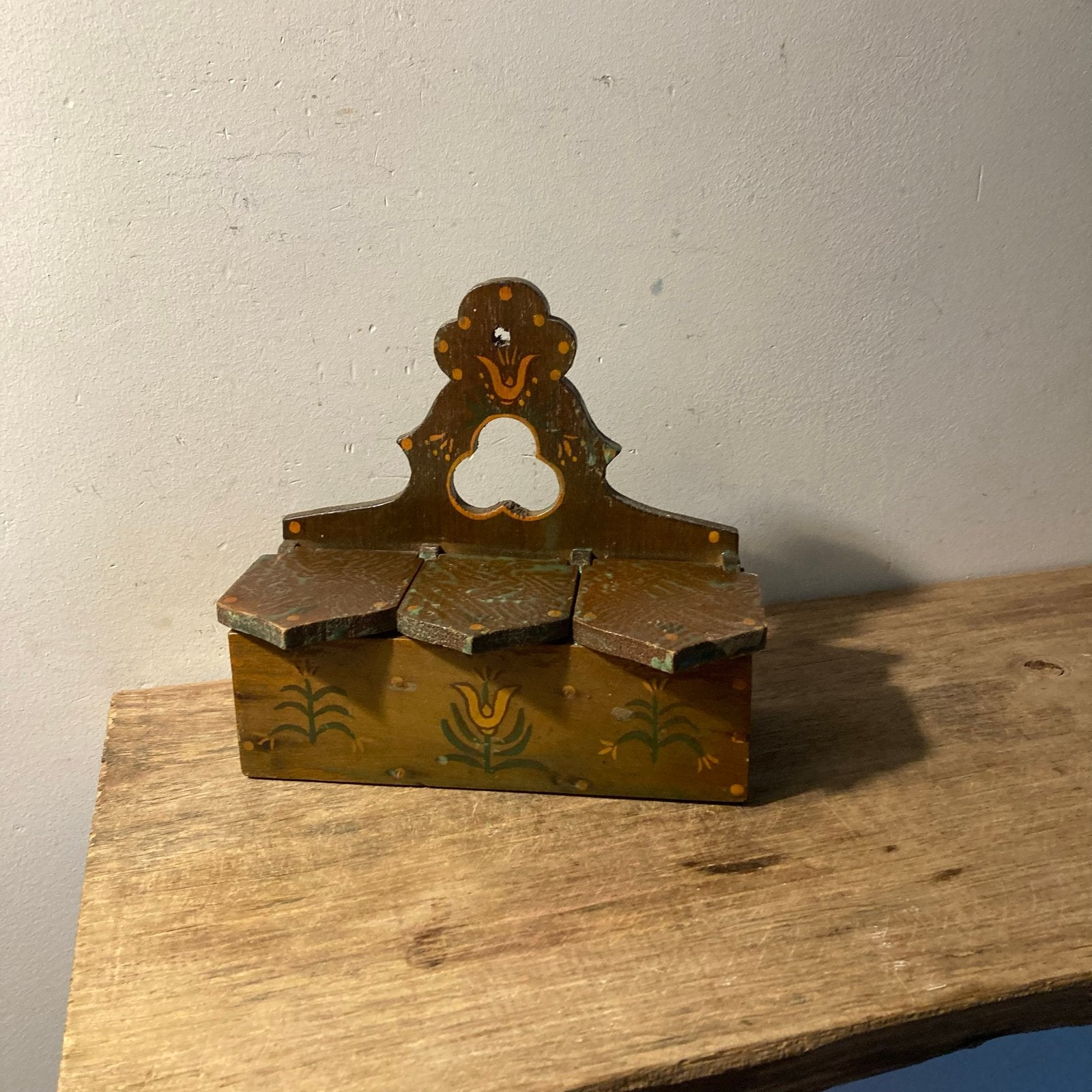 Prachtige vintage handbeschilderde houten wand-kruidenbox, Ophalen of Verzenden
