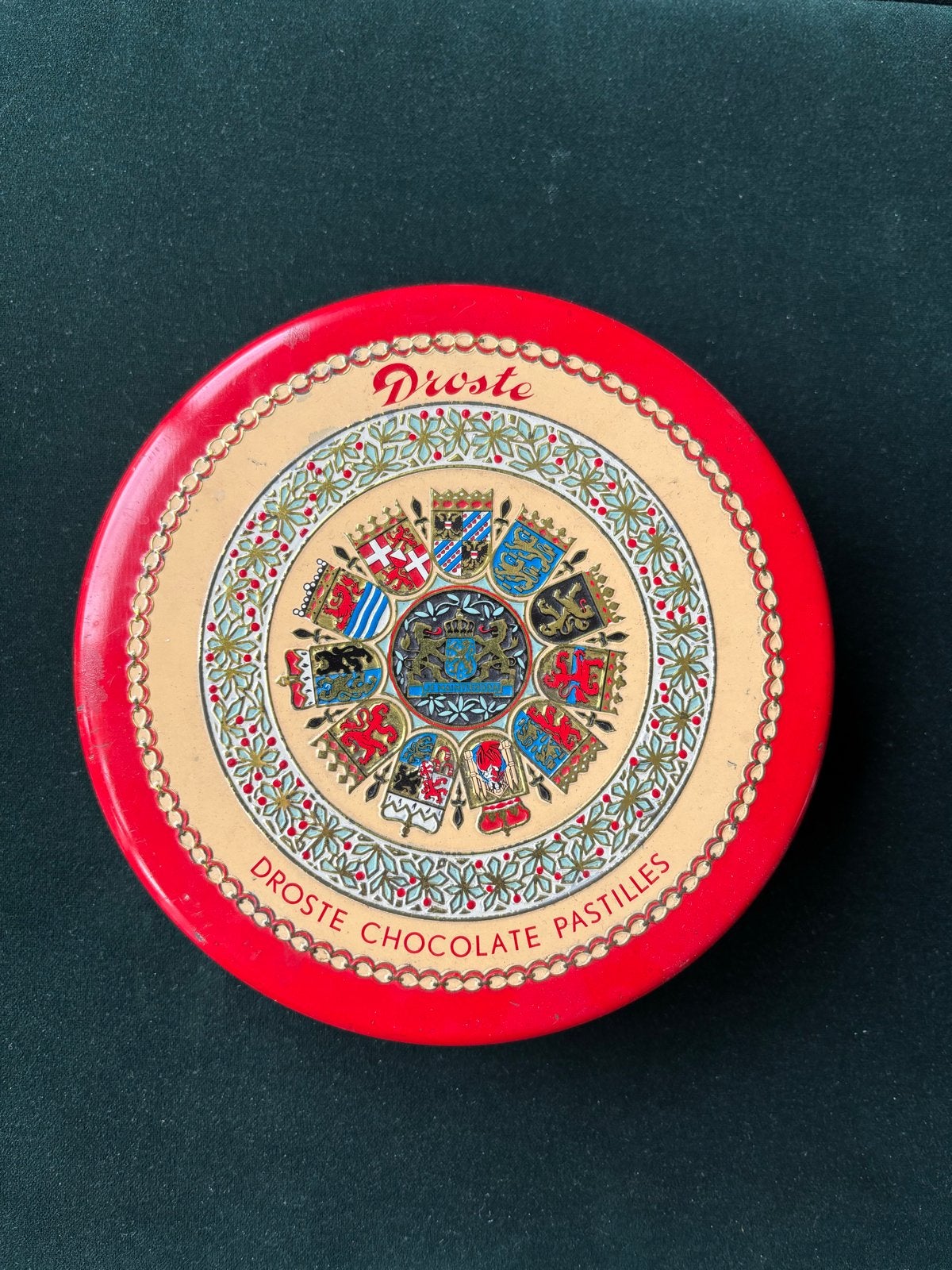 Vintage Droste blik voor chocoladepastilles, Verzamelen, Blikken, Ophalen of Verzenden, Gebruikt, Overige, Droste