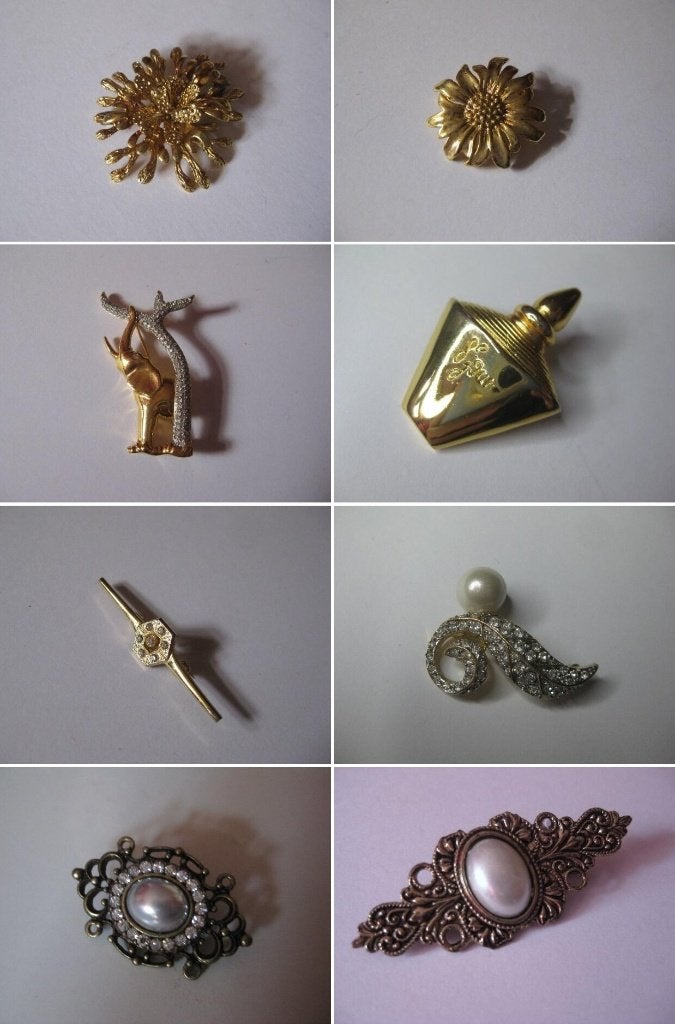 Diverse vintage broches / parfumfles olifant bloemen, Sieraden, Tassen en Uiterlijk, Broches, Ophalen, Overige materialen, Overige kleuren
