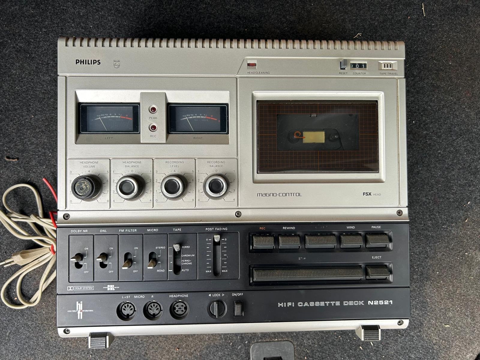 Vintage Philips N2521 HiFi Cassettedeck – Opknapper, Audio, Tv en Foto, Cassettedecks, Ophalen of Verzenden, Philips