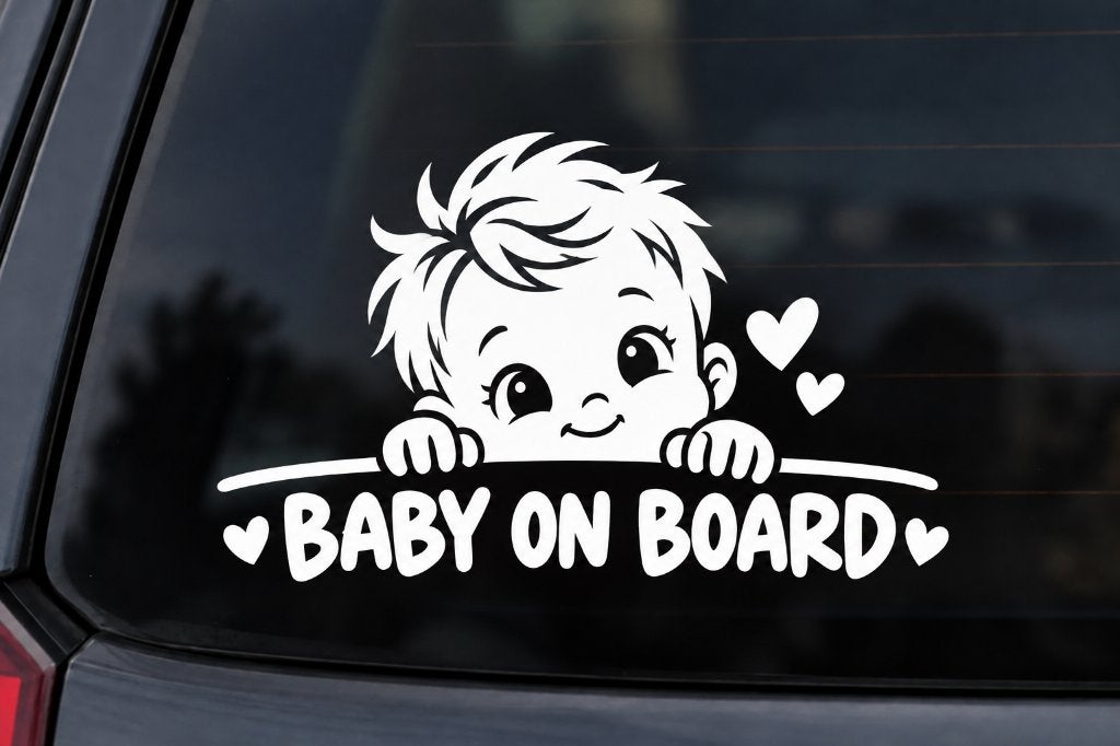Baby on Board sticker jongen wit 15 cm – Auto raamsticker, Ophalen of Verzenden