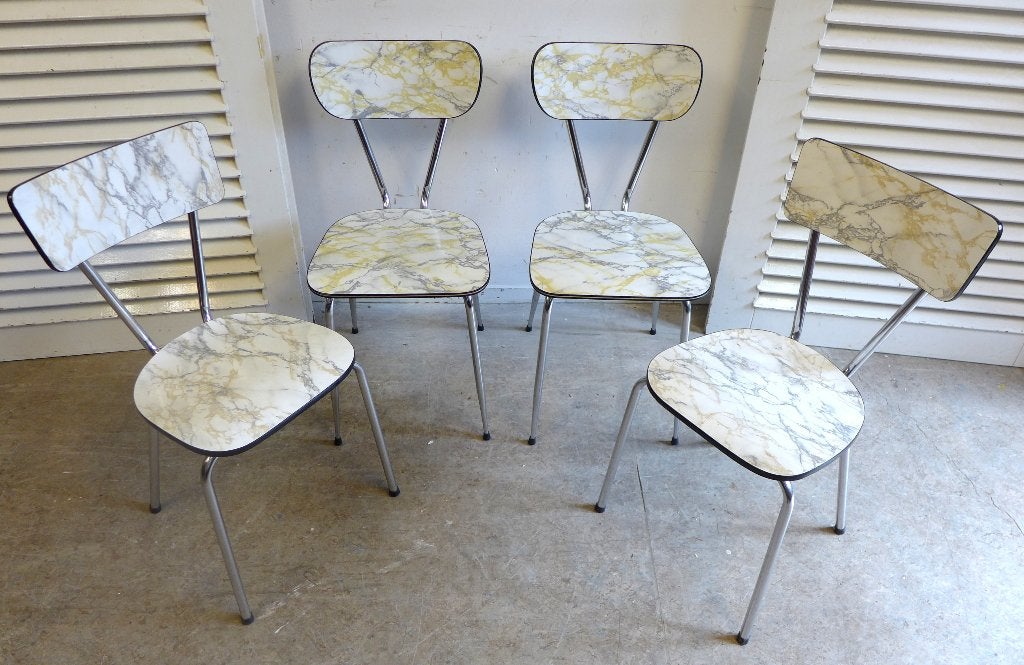 Mooi set van 4 vintage retro formica stoelen, Ophalen, Gebruikt, Onbekend, Vier