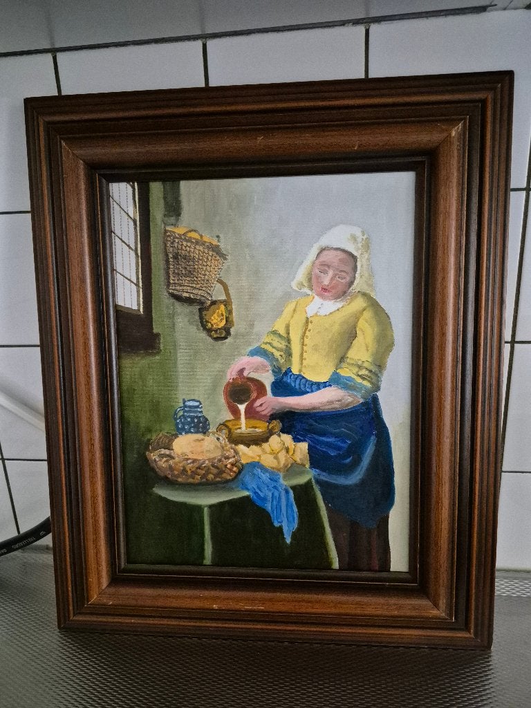 schilderij "melkmeisje", Huis en Inrichting, Ophalen of Verzenden, Gebruikt, Minder dan 50 cm, Schilderij