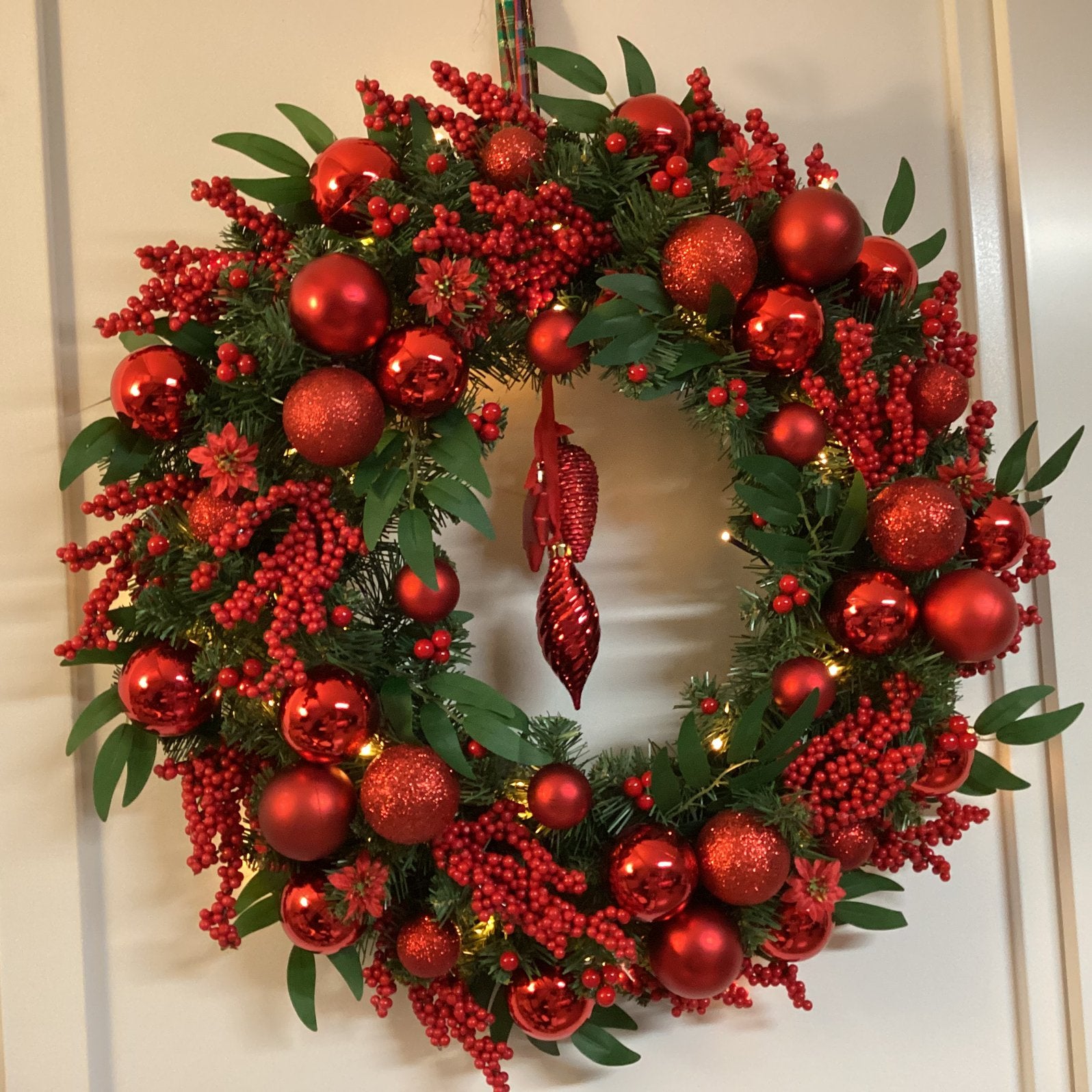 Prachtige grote kerstkrans met verlichting 60 cm, Ophalen of Verzenden, Nieuw