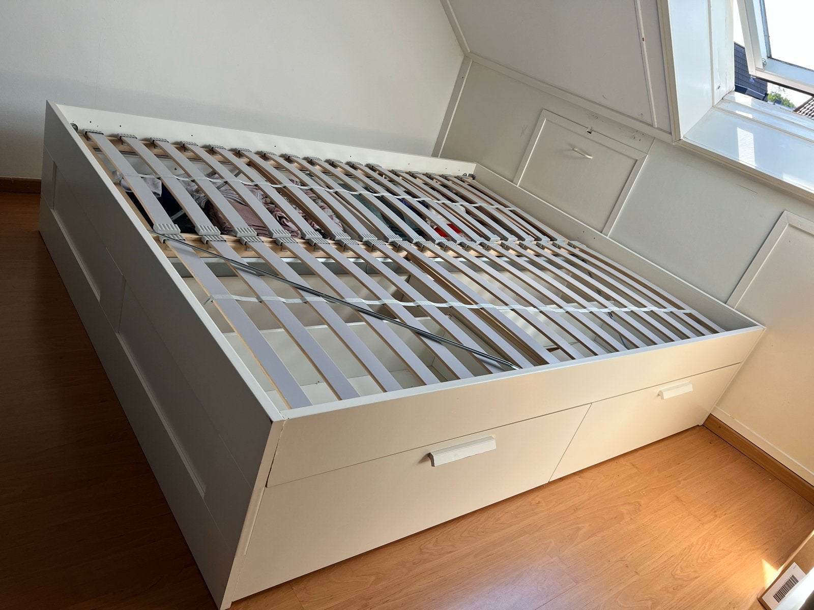 Tweepersoonsbed met opberglades - Wit, Ophalen, Gebruikt, Wit, Tweepersoons