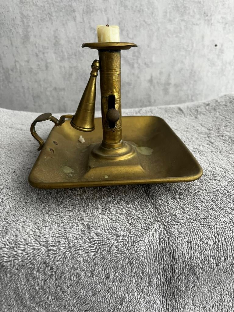 Twee koperen antieken kandelaars, Ophalen, Koper of Brons
