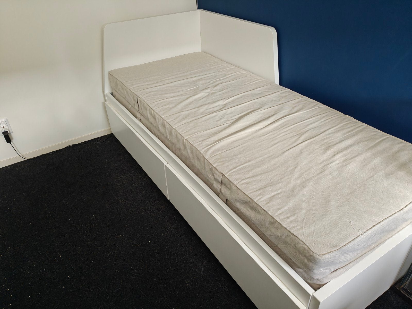 Witte slaapbank Flekke Ikea, Gebruikt, Wit, Tweepersoons, Ophalen of Verzenden