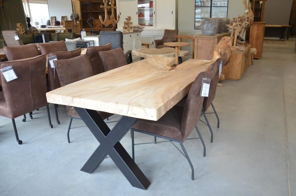 Suar boomstamtafel 200 cm bt 979 – 2 meter boomstamtafel, Huis en Inrichting, Tafels | Eettafels, Nieuw, 100 tot 150 cm, 200 cm of meer