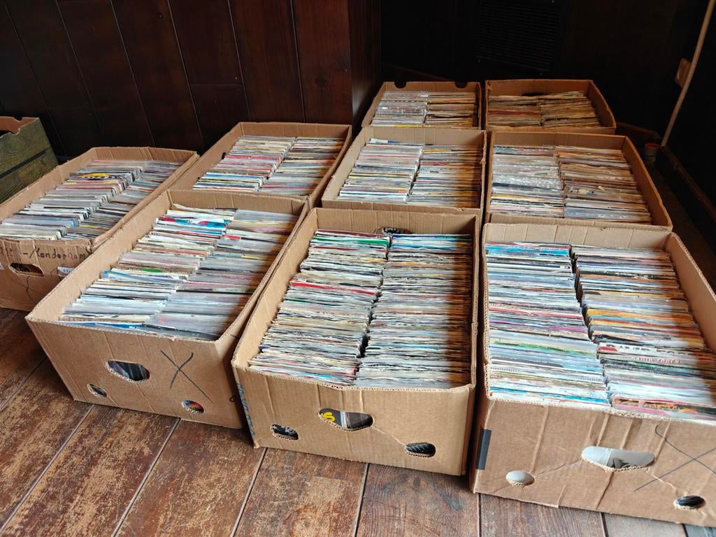 Partij 10 dozen singels vinyl veelal Engels, Ophalen, Gebruikt, 7 inch