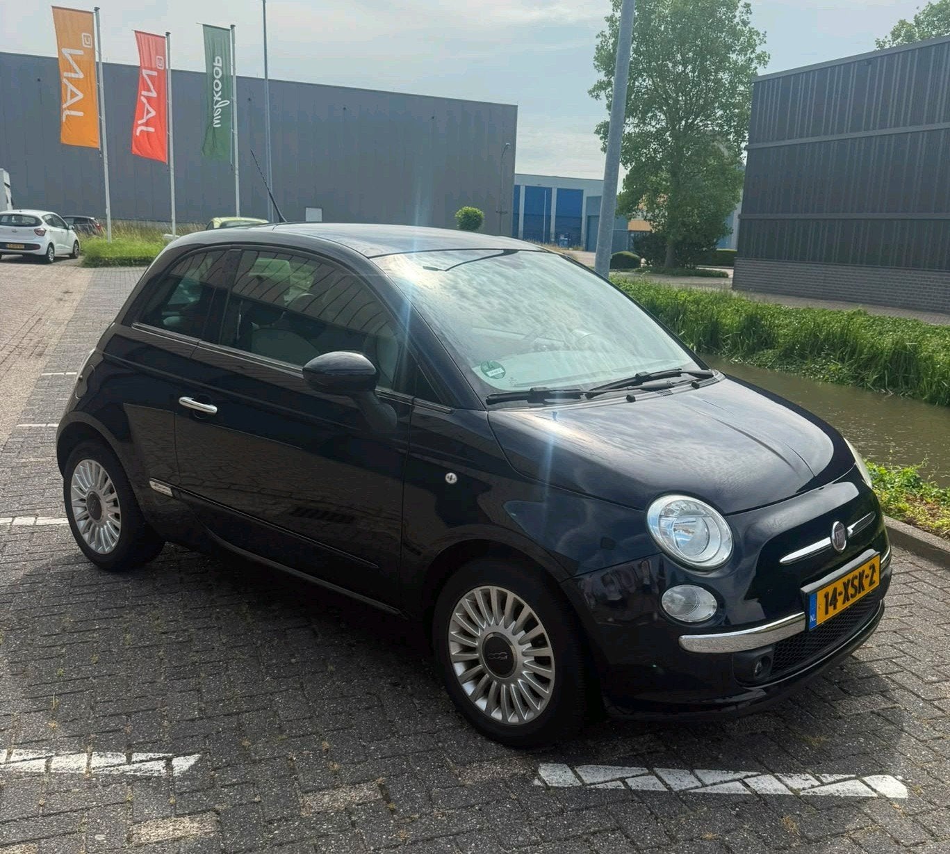 Goed verzorgde Fiat 500 1.2 C 2010 met AIRCO Blauw, Voorwielaandrijving, Automatische klimaatregeling, Stof, 1242 cc