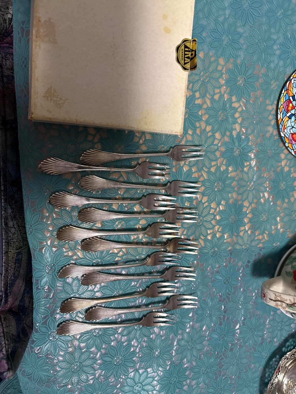Antieke set 12 Deense zilveren vorkjes ARA Denmark 833, Antiek en Kunst, Ophalen of Verzenden