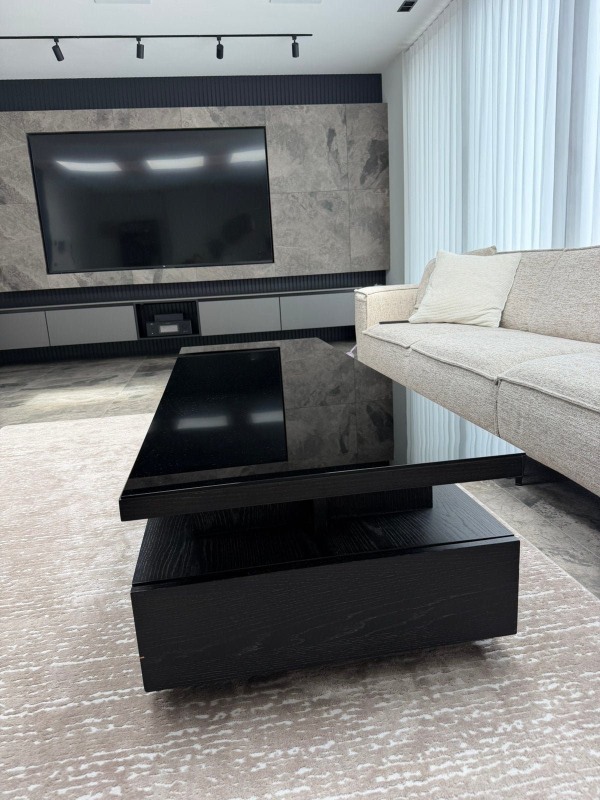 Salon tafel zwart riviera maison, Huis en Inrichting, Kasten | Televisiemeubels, Ophalen, Gebruikt, 50 tot 100 cm, Minder dan 100 cm