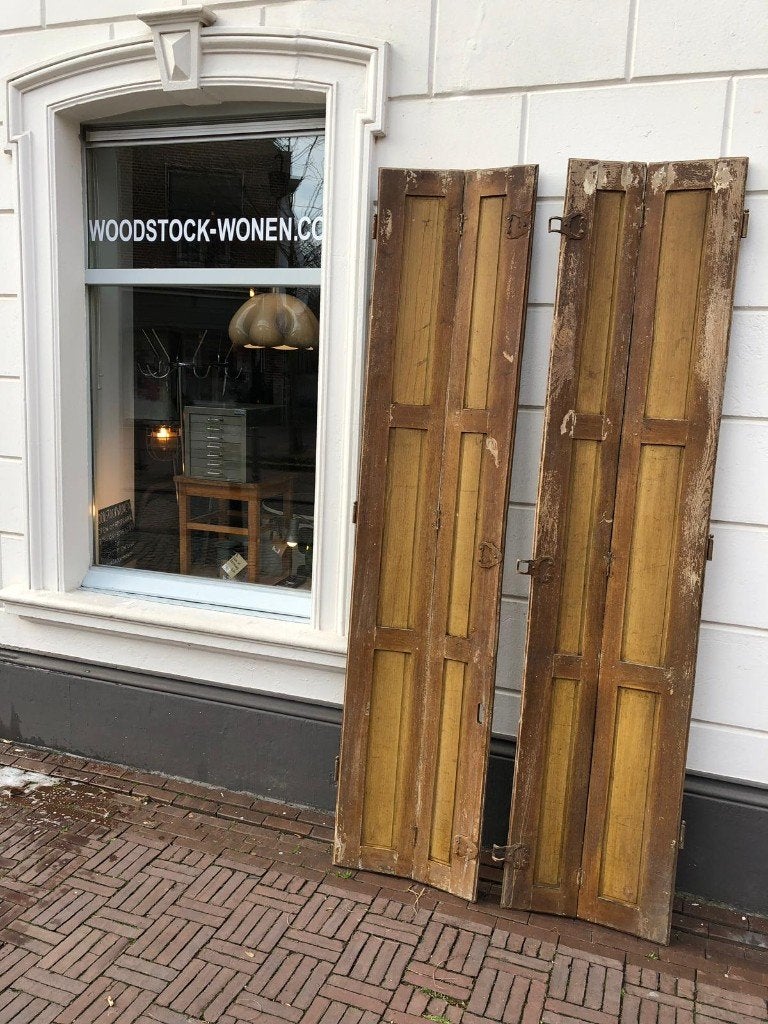 SALE: antieke brocante luiken Frankrijk, houten shutters, Ophalen, Gebruikt, Minder dan 80 cm, -