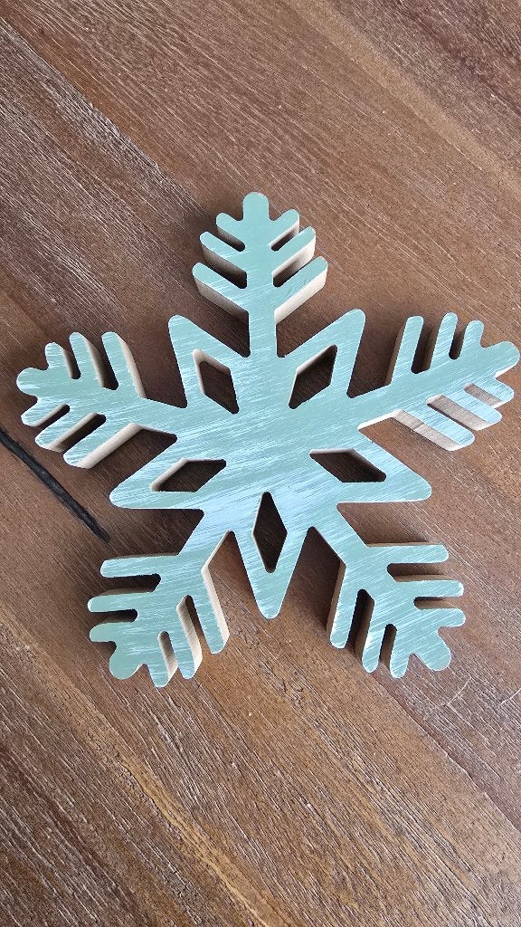 Mintgroene sneeuwvlok, hout 16 cm, Ophalen of Verzenden, Zo goed als nieuw