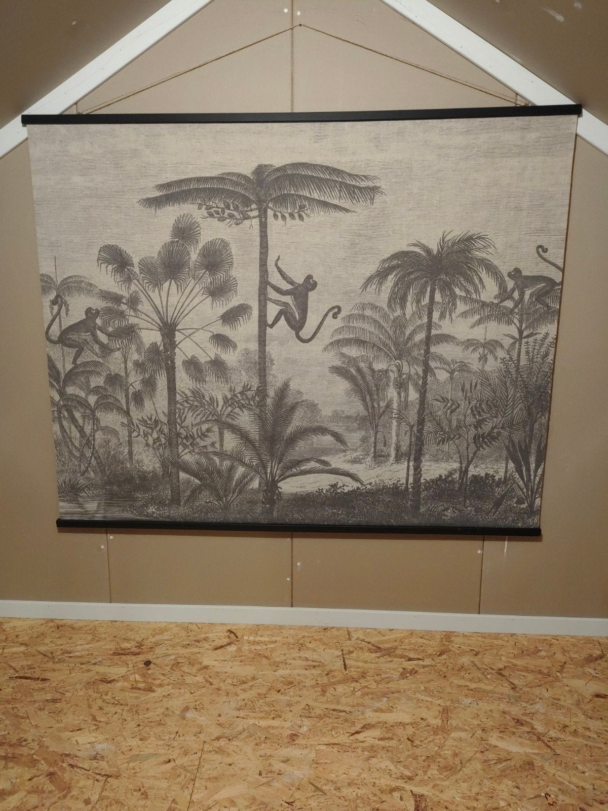 Wandkleed met jungleprint en apen - Sepia tinten, Ophalen, Vintage, Nieuw, Bruin