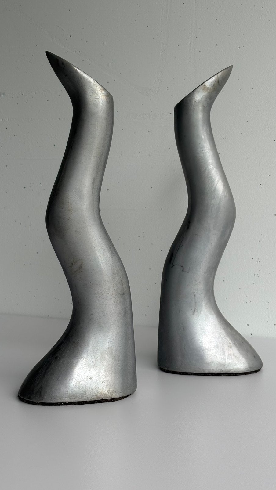 2 x vintage Ikea design Anatomi kandelaars Anna Efverlund, 30 cm, Zilver, Ophalen of Verzenden, Set
