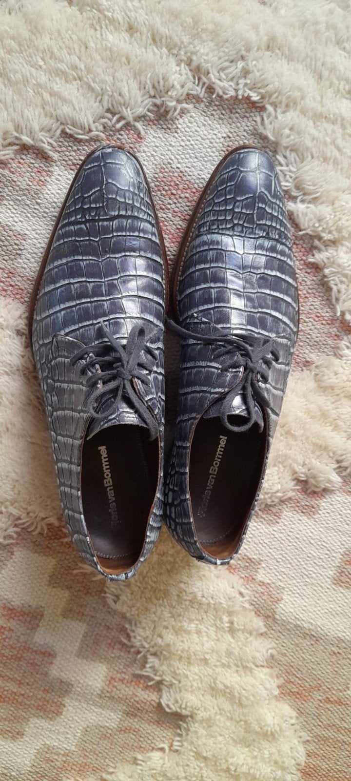 Floris van Bommel kroko-print blauw leren schoenen maat 8.5, Floris van Bommel, Zo goed als nieuw, Veterschoenen, Verzenden