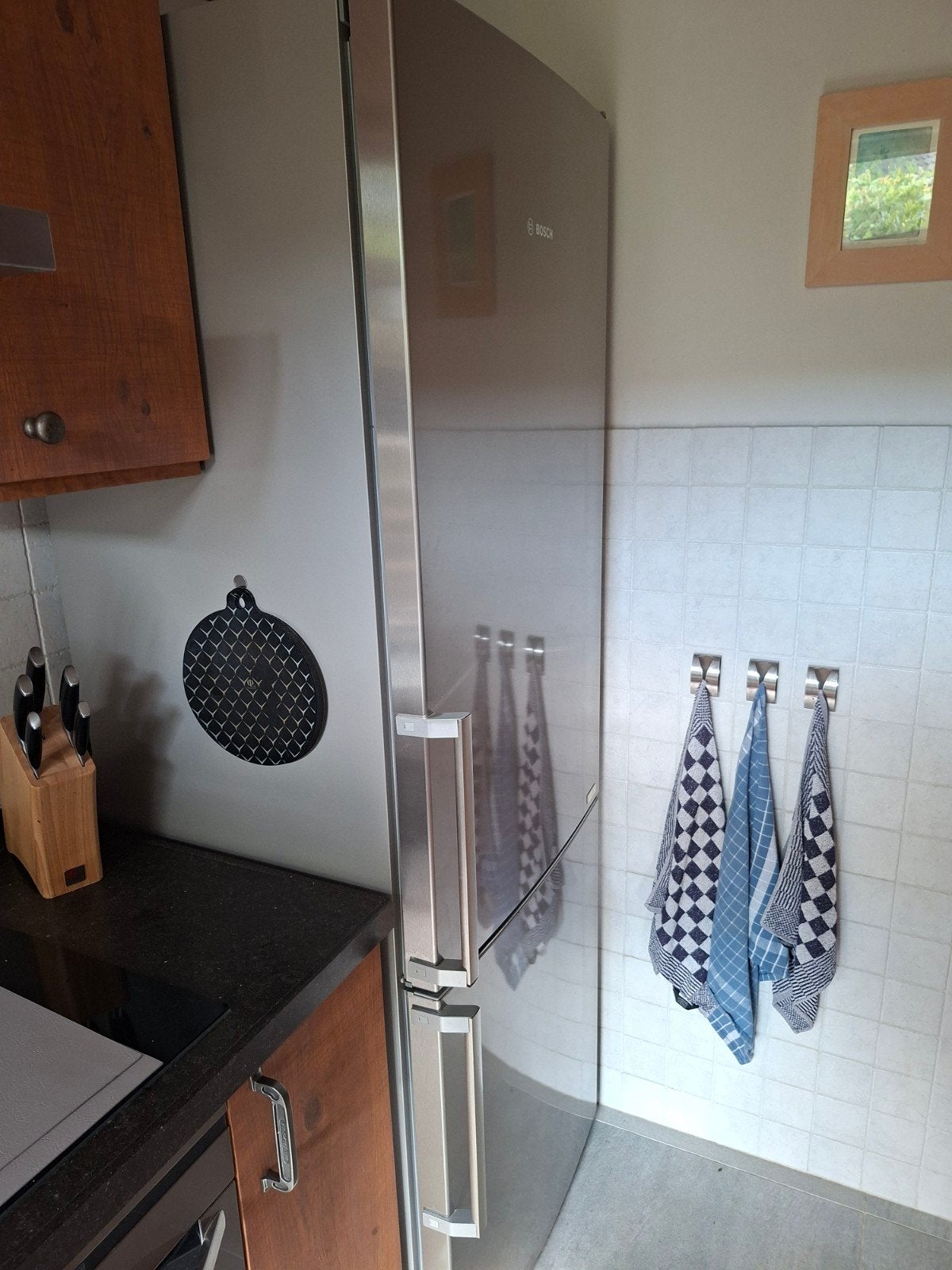 Bosch rvs koelkast 70 cm breed, Witgoed en Apparatuur, Ophalen, Gebruikt, 200 liter of meer, 60 cm of meer
