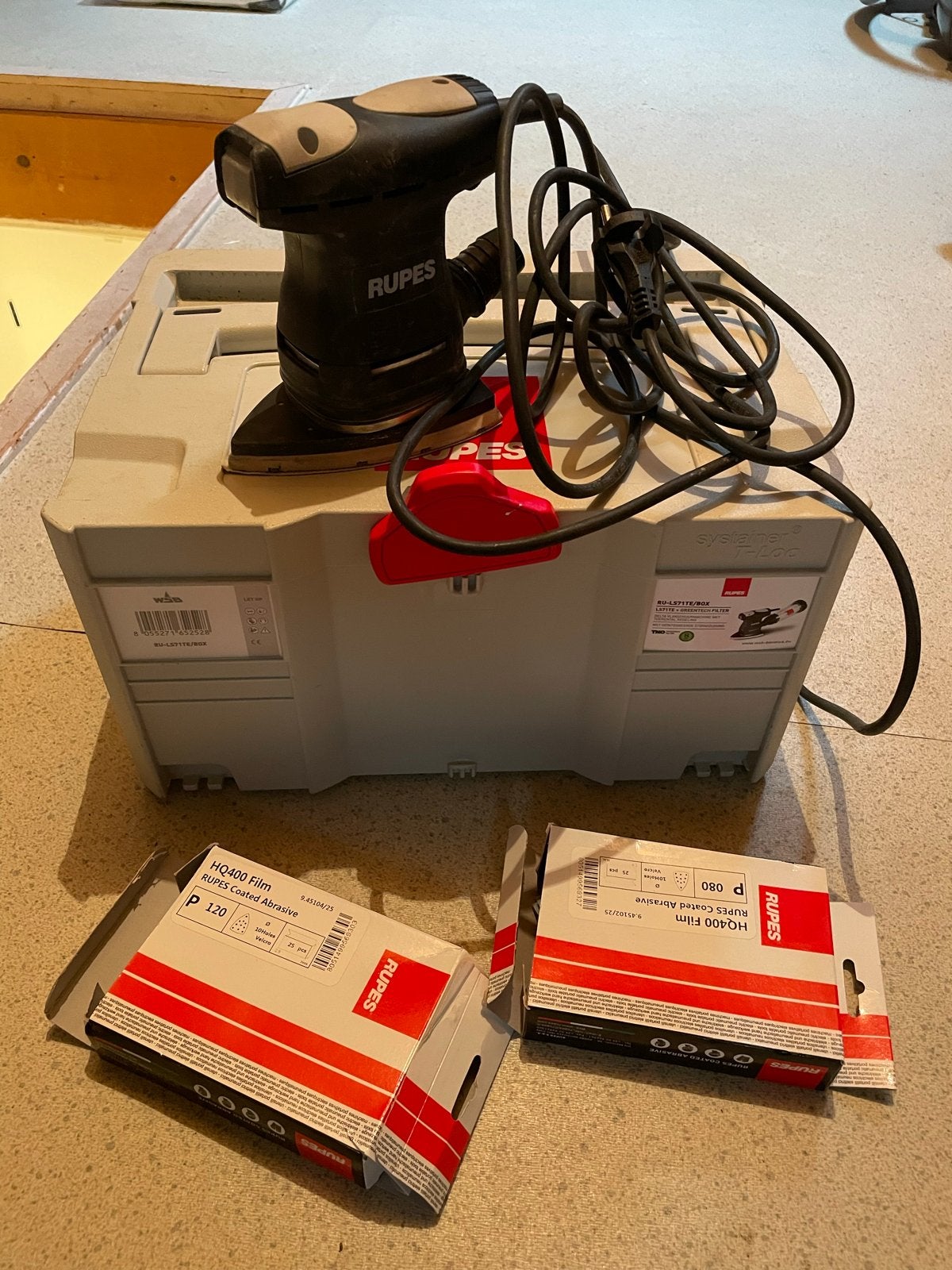 RUPES LS71TE/BOX Vlakschuurmachine met stofafzuiging, Ophalen of Verzenden, Gebruikt, Minder dan 600 watt, Vlakschuurmachine