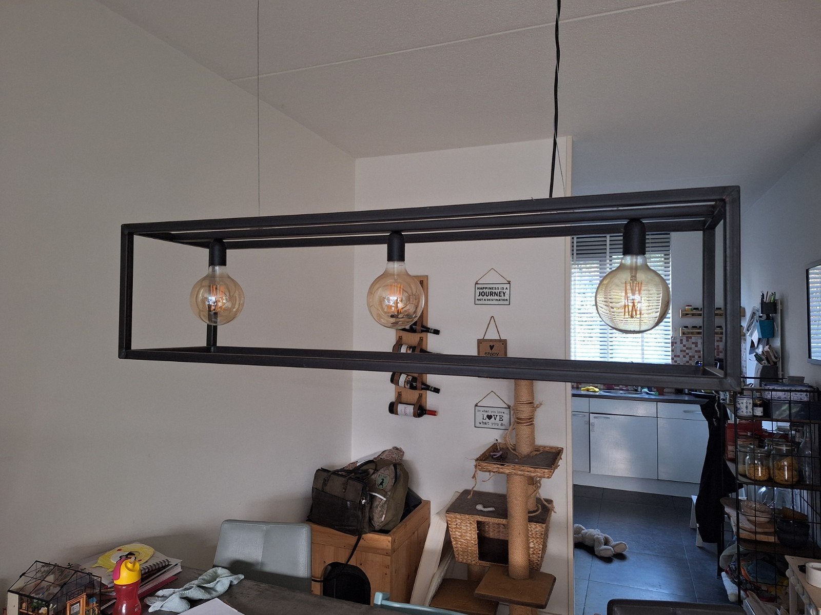 Stalen 3 lichts hanglamp, Ophalen