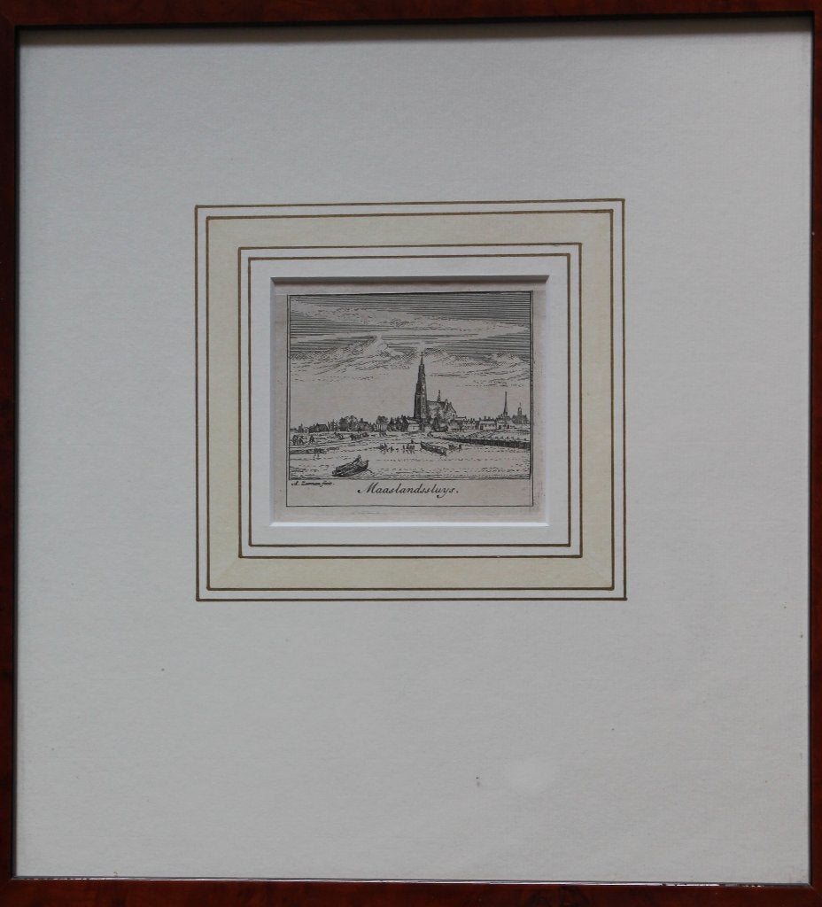gravure Maaslandssluys, Antiek en Kunst, Kunst | Etsen en Gravures, Ophalen, 31 cm, Stadsgezicht, Gravure
