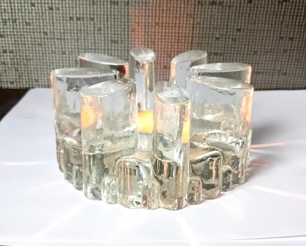 vintage bel mondo georgshutte glazen theelichtwarmer, Antiek en Kunst, Ophalen of Verzenden