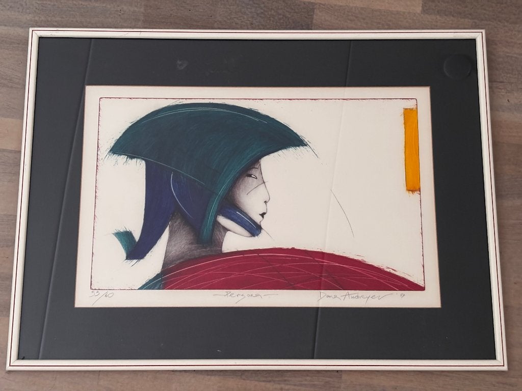 Japanse Schilderij, Antiek en Kunst, Kunst | Schilderijen | Klassiek, Ophalen, Portret of Personen, Tekening, Achter glas