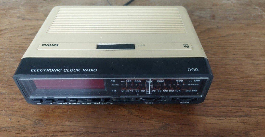 Vintage Philips wekkerradio 1979/1980, Verzenden, Gebruikt