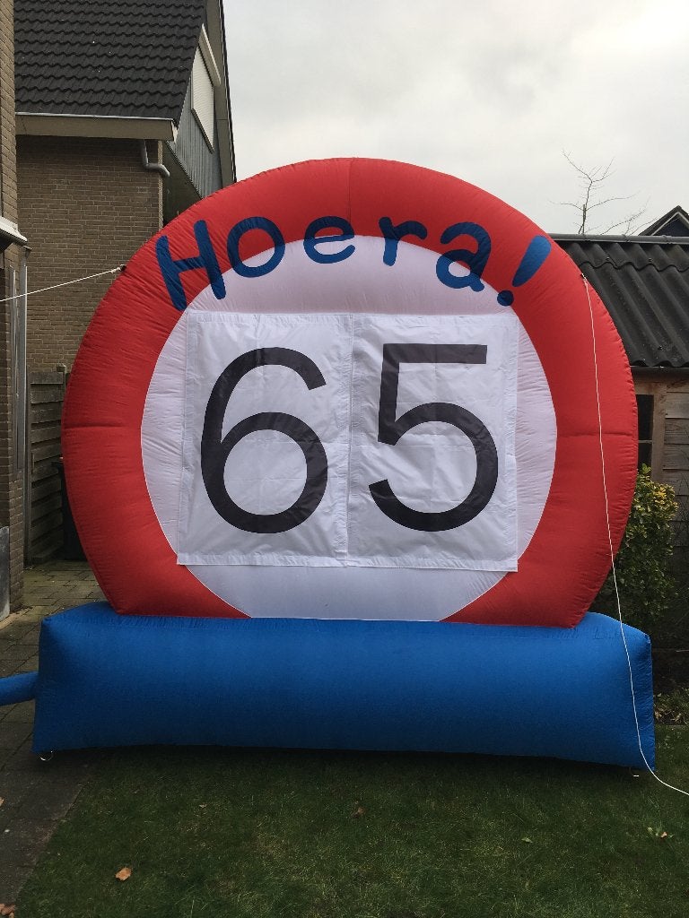 groot opblaasbaar verkeersbord 3 meter hoog en echte borden, Ophalen, Zo goed als nieuw, Abraham of Sarah