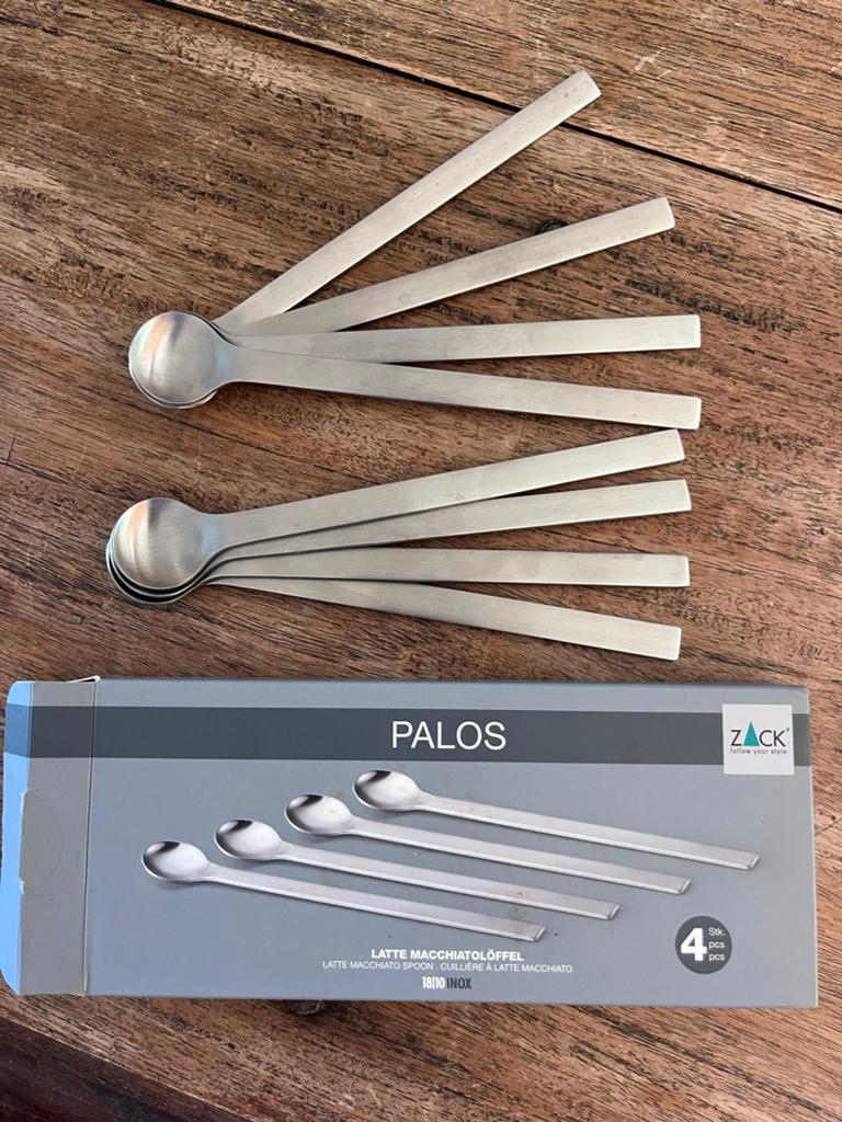 Zack Palos Latte Macchiato Lepels - 8 stuks, Ophalen of Verzenden, Zo goed als nieuw, Rvs of Chroom, Vaatwasserbestendig