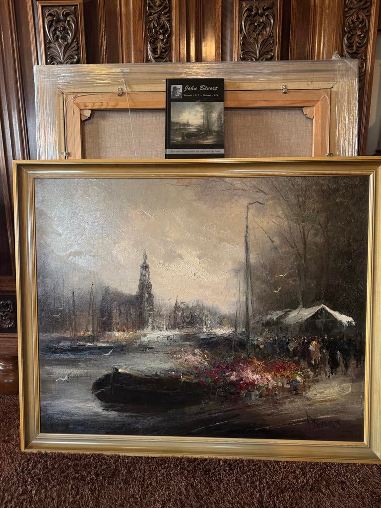 Jan Bevort - Havenzicht (Olieverf op doek), Antiek en Kunst, Ophalen