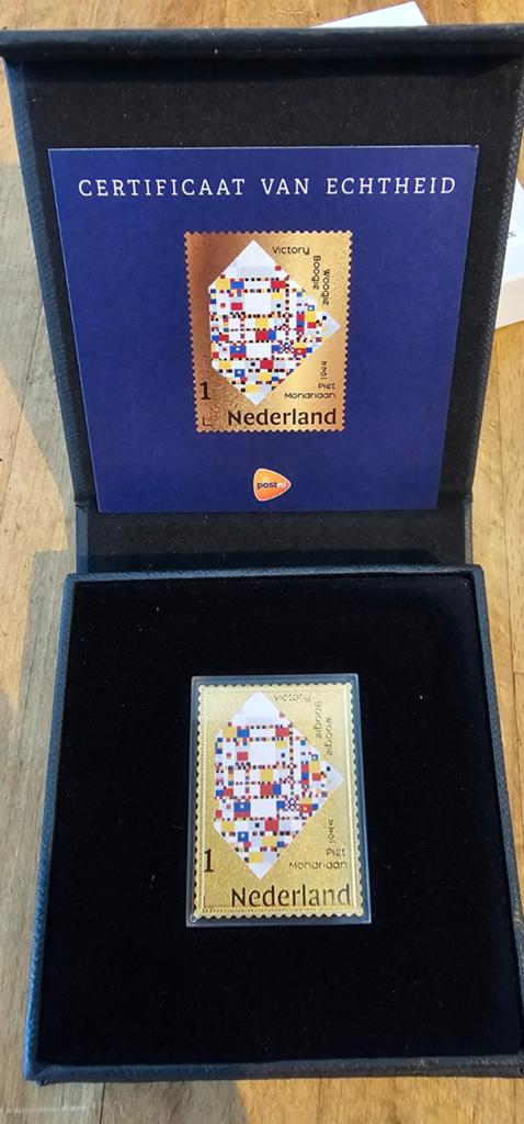 PostNL Gouden Postzegel Piet Mondriaan Victory Boogie Woogie, Ophalen of Verzenden
