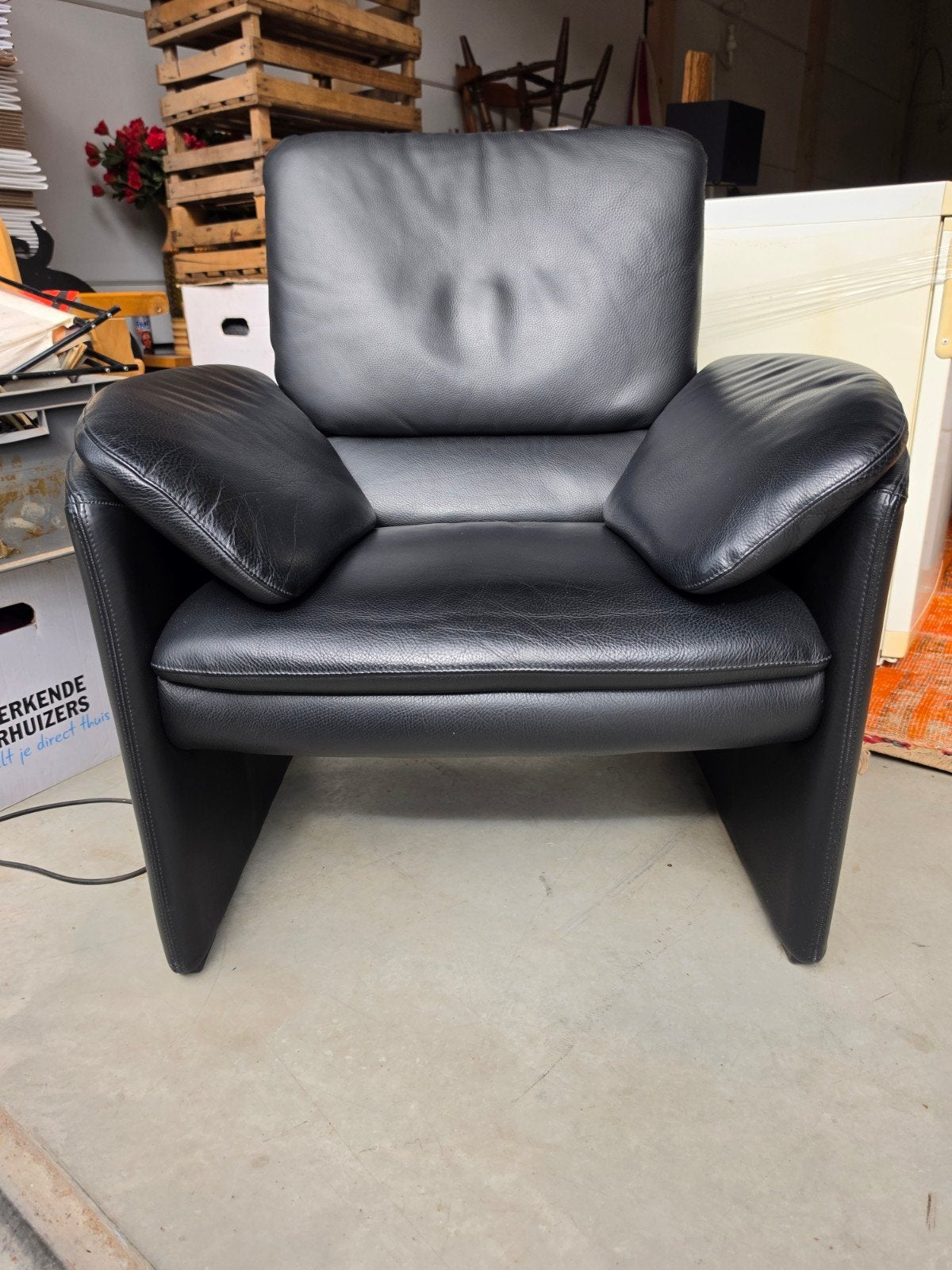 3 Leolux Catalpa fauteuils - Zwart leer, Ophalen, Modern design, Info@leolux.nl, 75 tot 100 cm