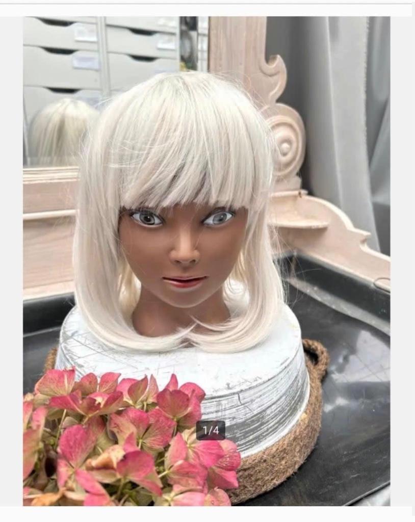 Mannequin Hoofd met Pruik - Prachtig - beide nieuw, Antiek en Kunst, Curiosa en Brocante, Ophalen of Verzenden