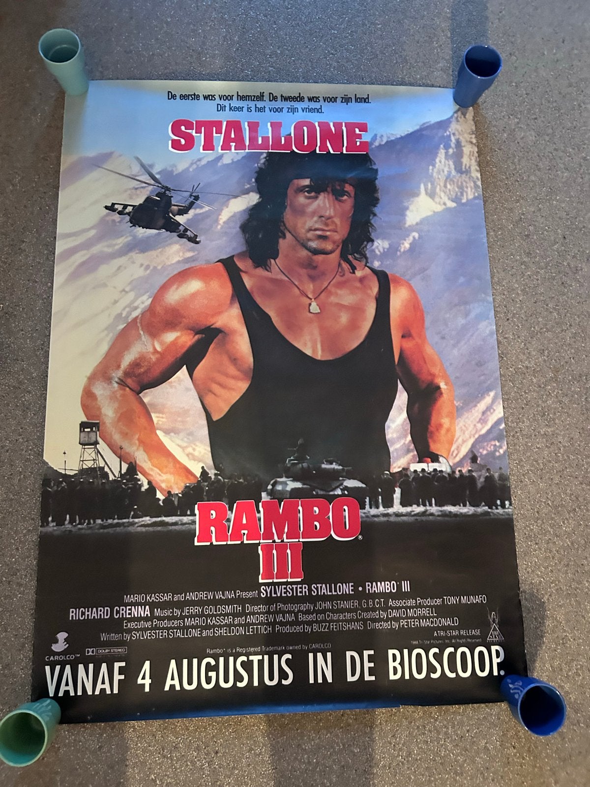 Rambo III - Origineel Bioscoop Exemplaar opgerold, Verzamelen, Ophalen, A1 t/m A3, Film en Tv, Rechthoekig Staand