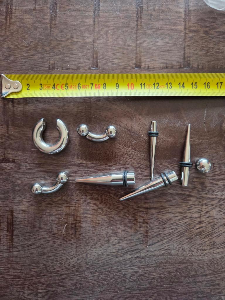 Set piercing-/stretch sieraden, Ophalen, Nieuw, Staal, Oor- of Traguspiercing