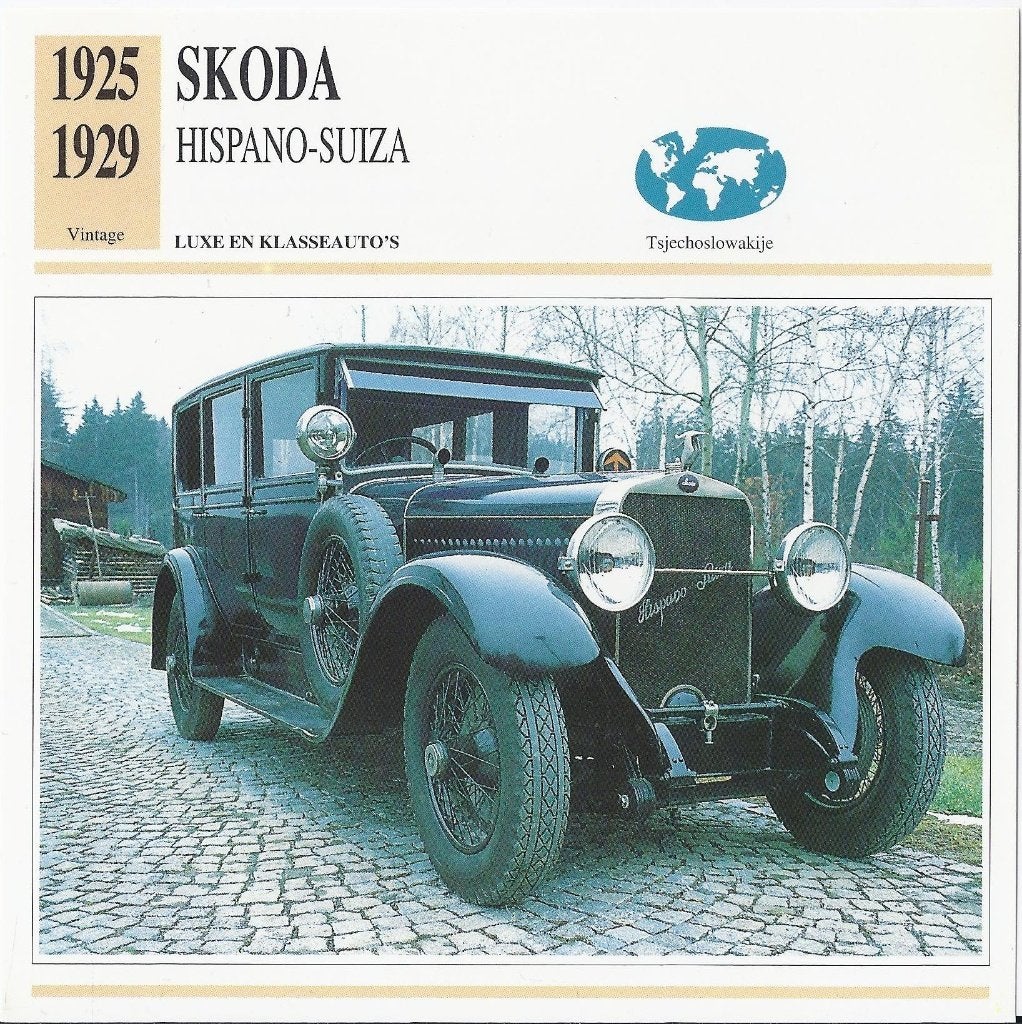 Kw2149 autokaart skoda hispano - suiza, Ophalen of Verzenden, Zo goed als nieuw, Auto's