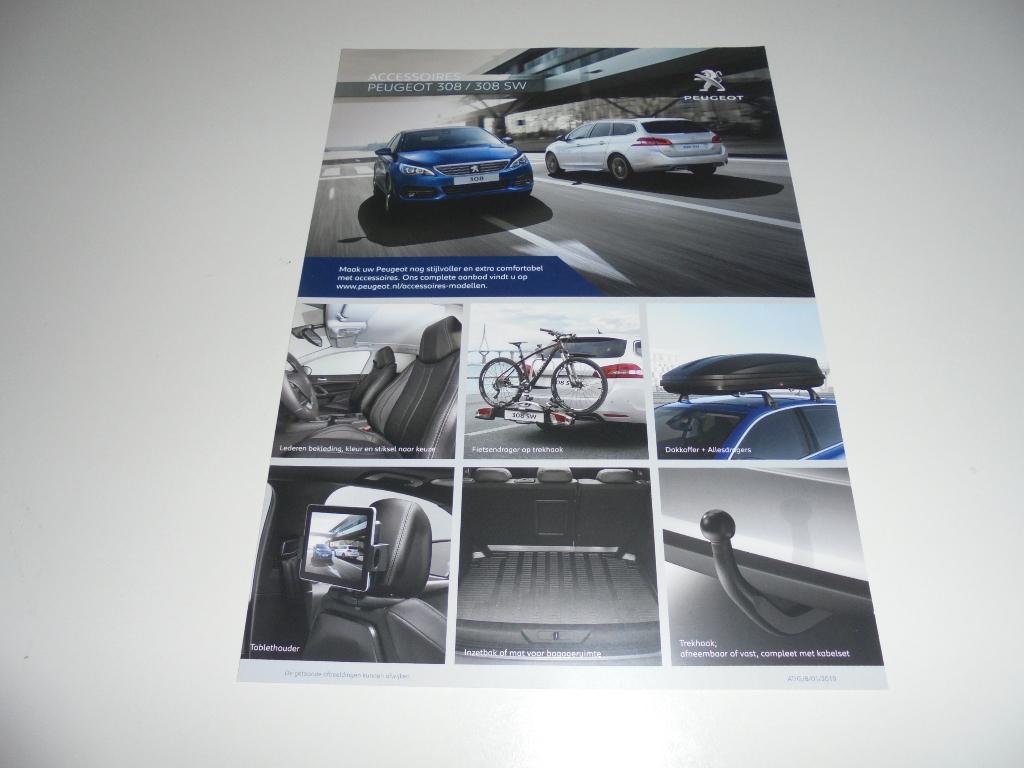 brochure Peugeot 308/308 SW accessoires  2019, Ophalen of Verzenden, Nieuw, Peugeot