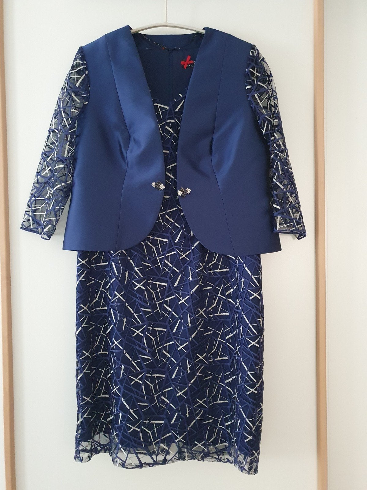 Nieuwe Sonia Pena korte galajurk met bijpassend jasje, Galajurk, Blauw, Maat 46/48 (XL) of groter, Nieuw