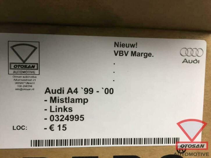 audi a4 99 00 mistlamp nieuw! links 0324995, AUDI AG, Kundenbetreuung@audi.de, Nieuw, Auto-Union-Strasse 1
85045  Ingolstadt, DE